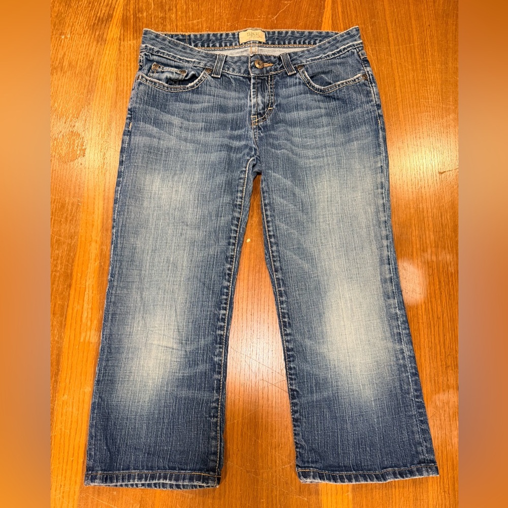 BKE Blue Jean Jorts Shorts Capris Y2K Whiskering low rise Distressing